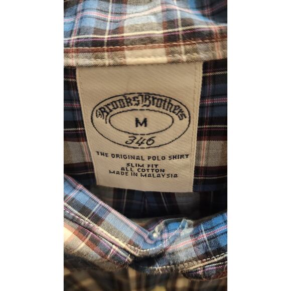 Brooks Brothers 346 M Grey/Blue/Black Plaid LS Button-down Shirt Cotton - Picture 3 of 6